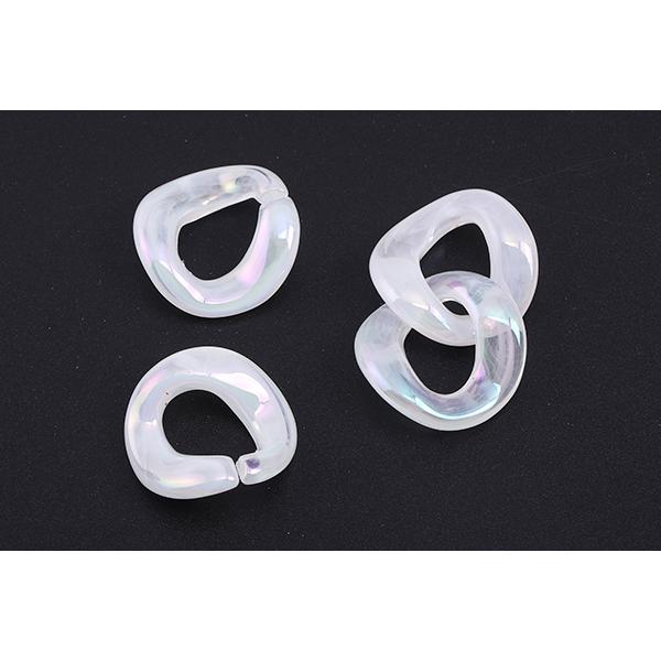 高品質アクリルチェーンパーツ ツイスト 22×23mm クリアホワイトAB