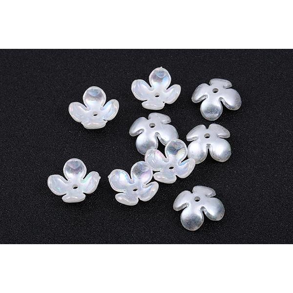 ご予約品 高品質アクリルパーツ アクリル花座 フラワー 四弁花 穴あり 14 14mm ホワイトａｂカラー 10ヶ Aynaelda Com