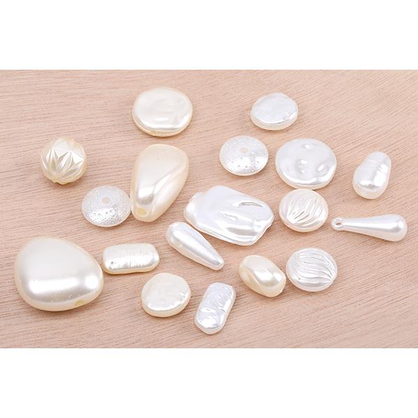 パールビーズ ABS樹脂パールビーズ ホワイト＆ベージュミックス 50g(約53ヶ)｜yu-beads-parts｜04