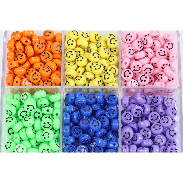 スマイルビーズ アクリルビーズ コイン型 縦穴 10mm 30g(約100ヶ 