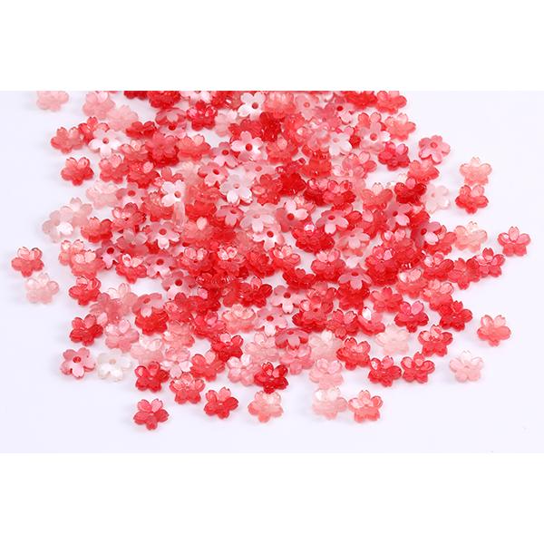 フラワーパーツ フラワ 樹脂製 桜 中心穴あり 9mm（8ヶ） : ビーズ