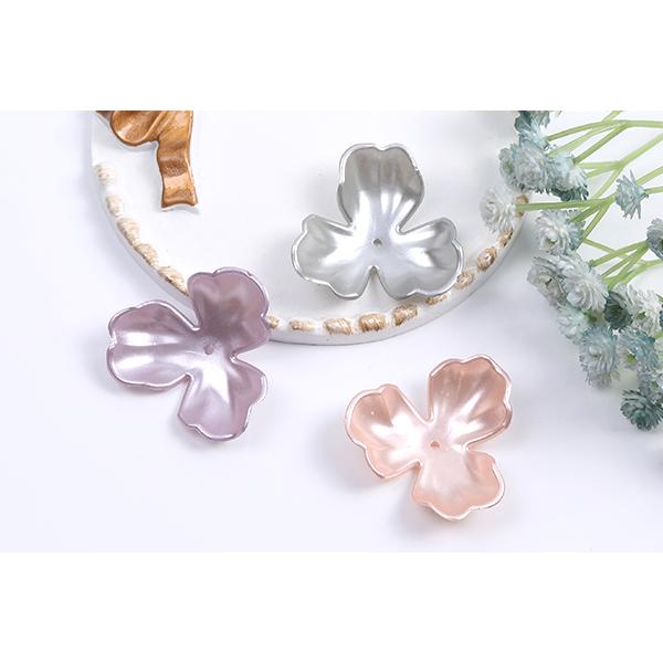 代引き手数料無料 アクリルパーツ パール風 フラワー 三弁花 36×36mm