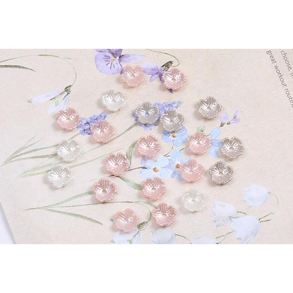 アクリルパーツ パール風 フラワー 五弁花 8mm(50ヶ) : ビーズ アクリルパーツ パール風 フラワー 五弁花 8mm(50ヶ) : ビーズ