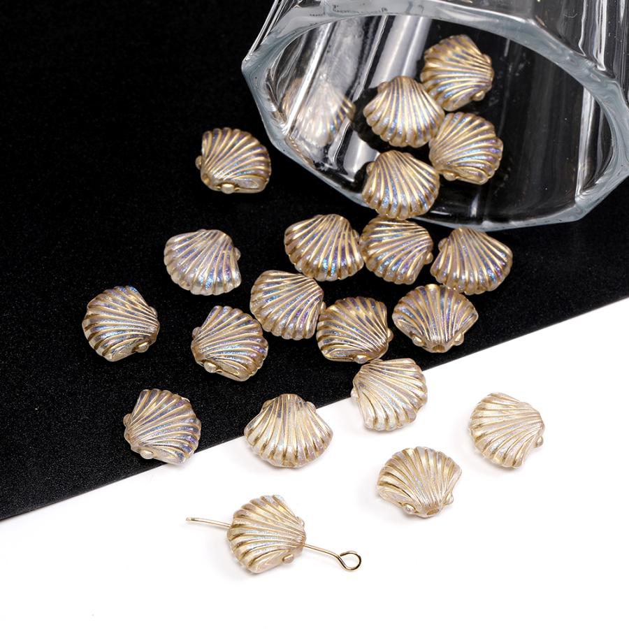アクリルビーズ アンティーク調ビーズ 貝殻 10×12mm（15ヶ