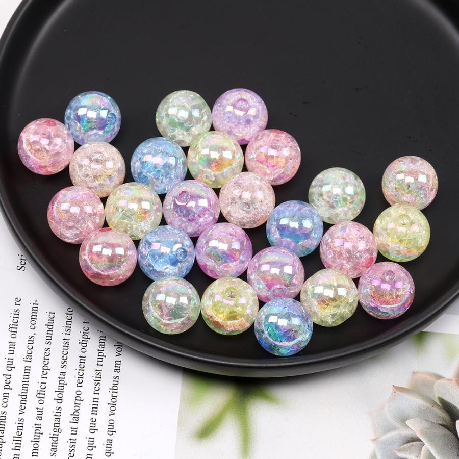 アクリルビーズ クラックビーズ 丸玉 15.5mm オーロラカラー ミックス 