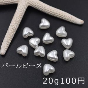 ABS製 パールビーズ ハート 10mm ホワイト【20g】｜yu-beads-parts