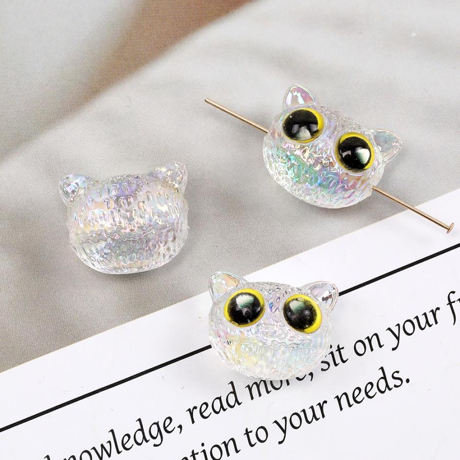 アクリルビーズ 猫 横穴あり 15×18mm（4ヶ） : ビーズアンドパーツ