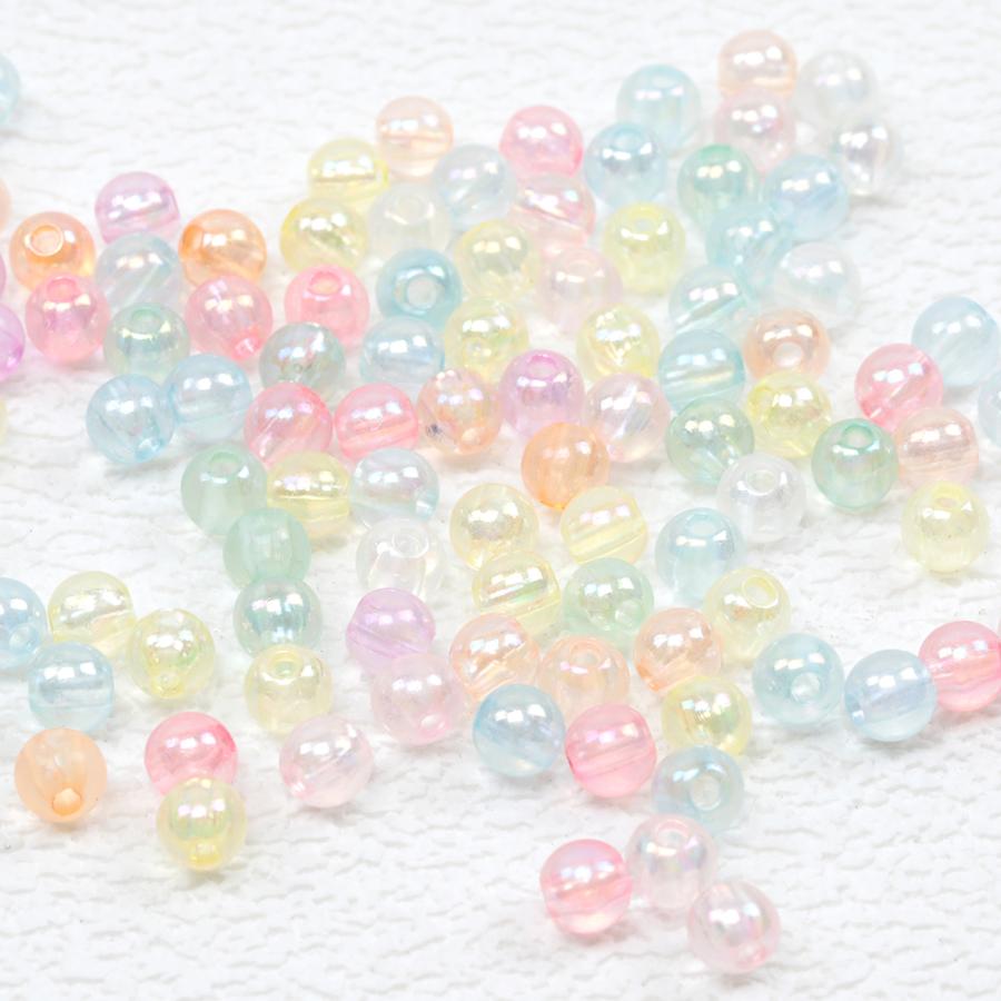 アクリルビーズ カラーミックス 透明感 穴あり 約6mm（20g約196ヶ 