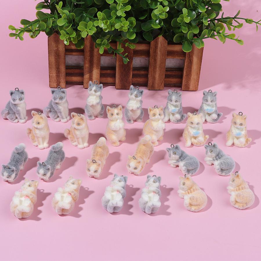 フロッキーチャーム 猫 ねこ ネコ キャット ミニチュアアニマル