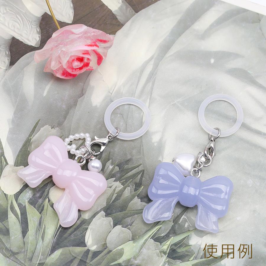 樹脂チャーム リボンモチーフ 立体 リボンチャーム 約22×27mm（4ヶ