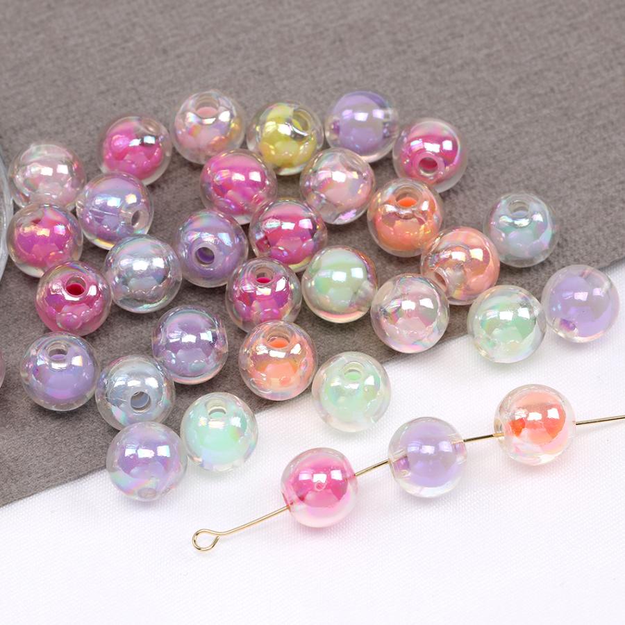 アクリルビーズ クリアビーズ オーロラビーズ ラウンド 9.5mm キャンディーカラー ミックスカラー（20g）｜yu-beads-parts｜03