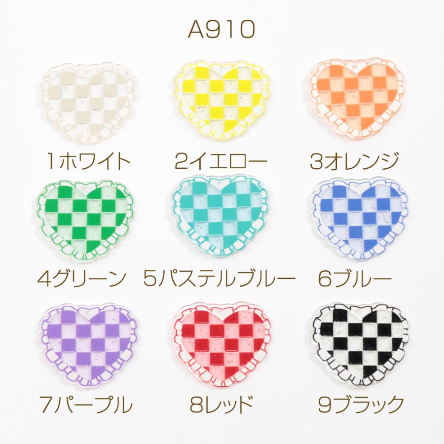 アクリルチャーム 推し活ハートプレートチャーム ギンガムチェック柄