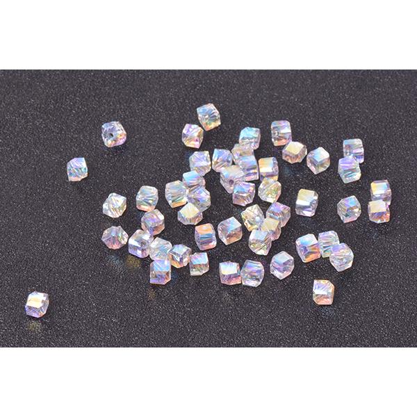 メッキガラスビーズ ひし形カット 5×5mm クリアＡＢカラー（50ヶ）｜yu-beads-parts｜03