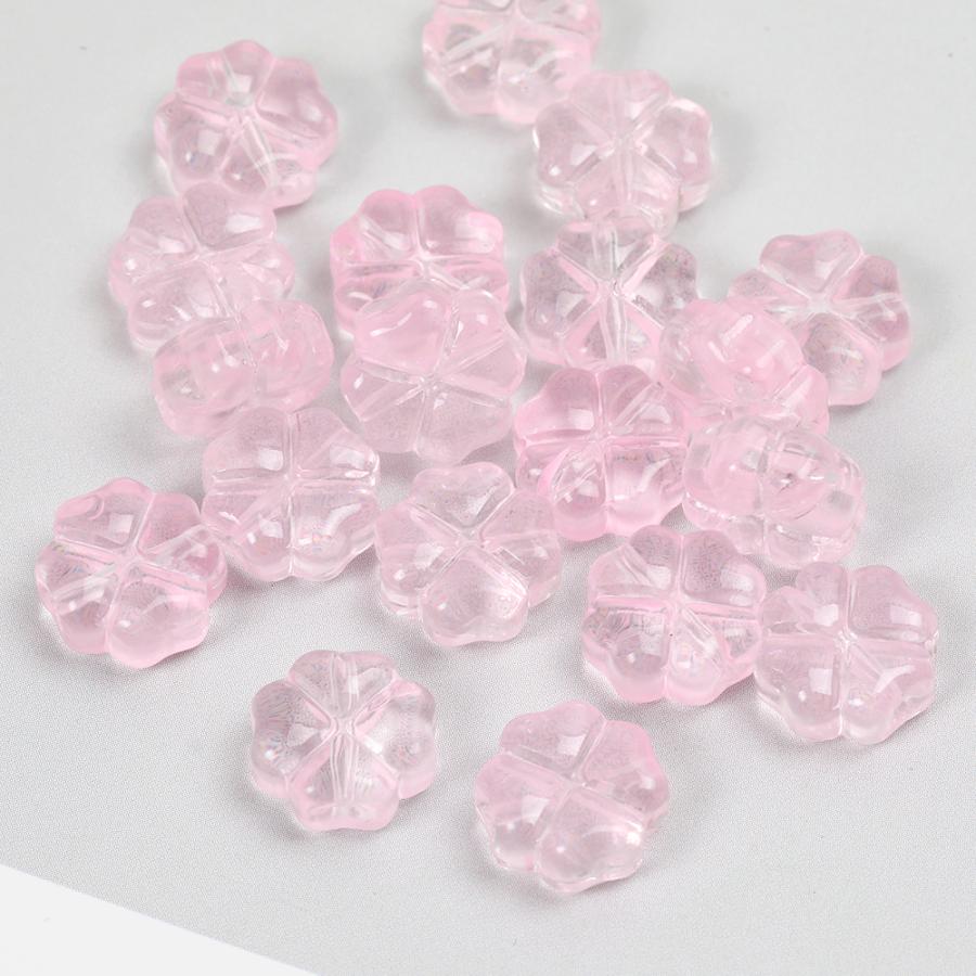 ガラスビーズ クローバー 10×10mm クリアピンク（20ヶ） : ビーズ