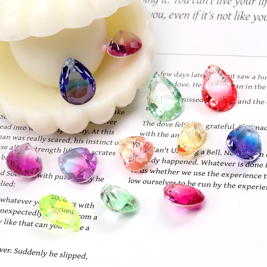 ガラスチャーム しずく型カット 1穴 13×18mm グラデーションカラー（2