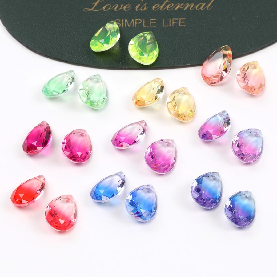 ガラスチャーム しずく型カット 1穴 13×18mm グラデーションカラー（2