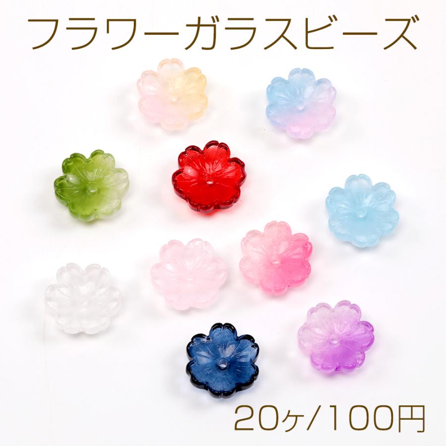 フラワーガラスビーズ 桜 チェコ調ガラスビーズ 花 フラワービーズ