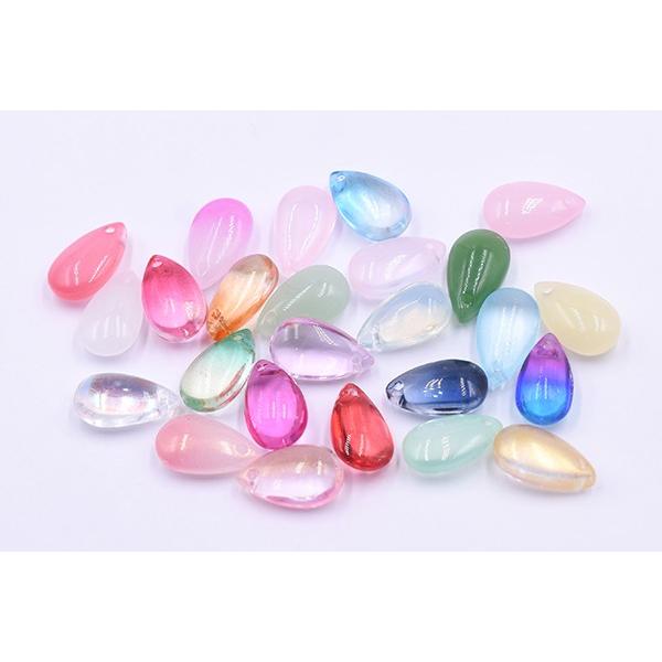 高品質チェコガラスチャーム 雫 1穴 8×14mm 全25色 No.11-25 : ビーズ 