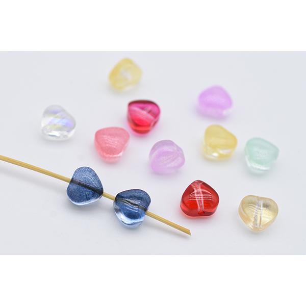 ハートビーズ チェコ調ガラスビーズ 縦穴 6×6mm 全11色 : ビーズアンド