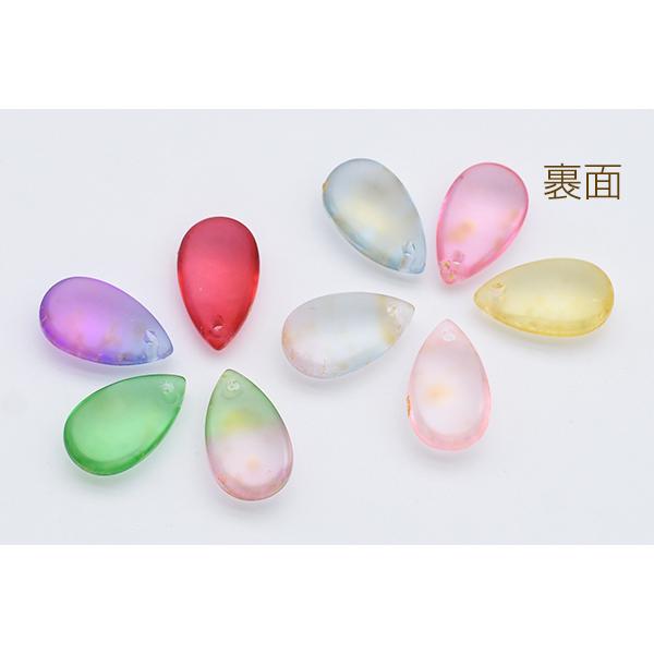 チェコガラスチャーム ゴールド 箔入り 雫型 ドロップ 1穴 8×14mm 全9