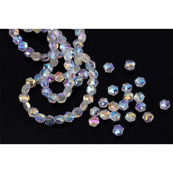 メッキガラスビーズ 六角形カット クリアABカラー 5×6mm（30ヶ 