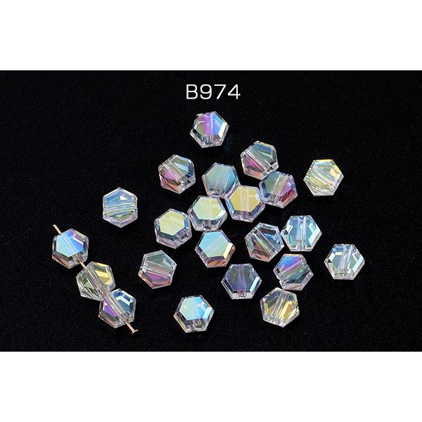 メッキガラスビーズ 六角形カット クリアABカラー 5×6mm（30ヶ 