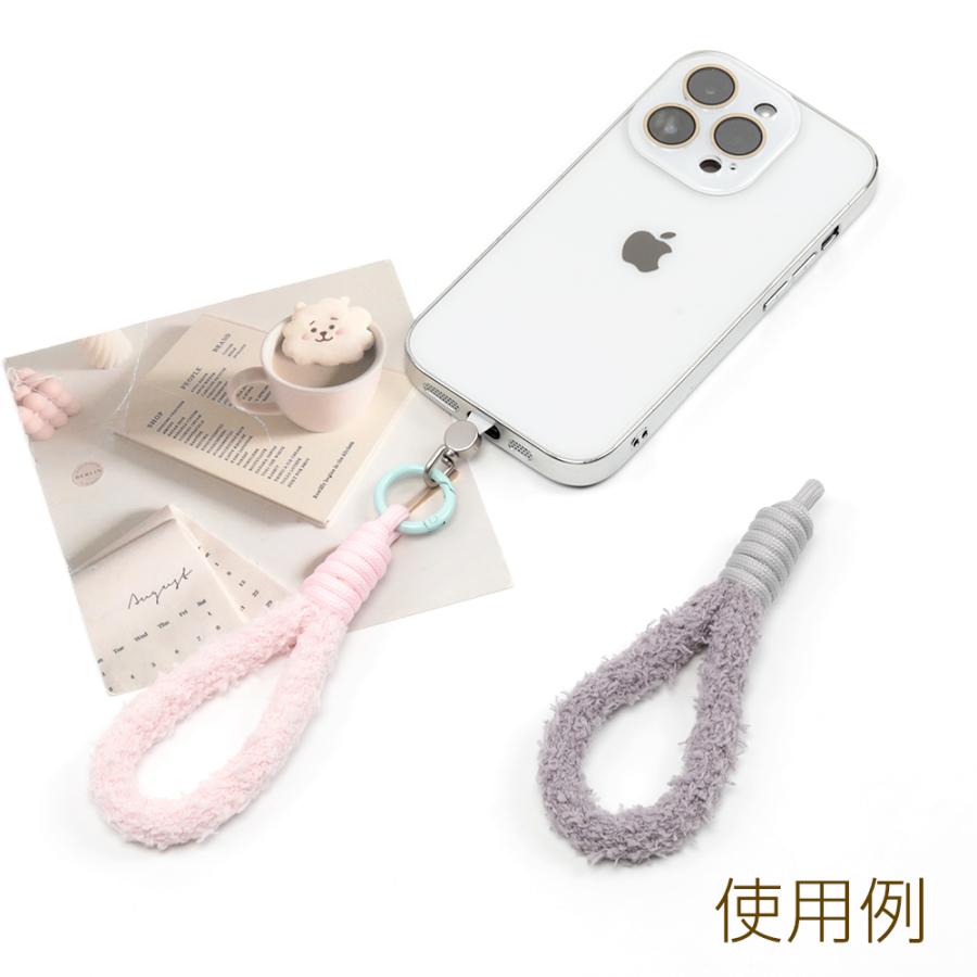 スマホハンドストラップ スマホパラコード もこもこ キーホルダー 携帯