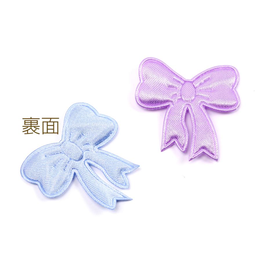 リボンアップリケ サテンリボンワッペン ぷっくりリボンアップリケ