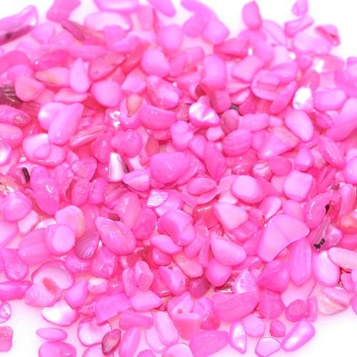 ④シェル さざれ ローズピンク 染色 注文 染色シェル貝 さざれ石(穴