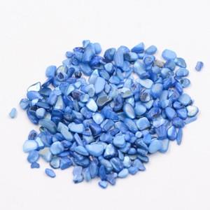 ③シェル さざれ ブルー 染色 染色シェル貝 さざれ石(穴なし) ブルー 5-7mm(50g) : ビーズアンド
