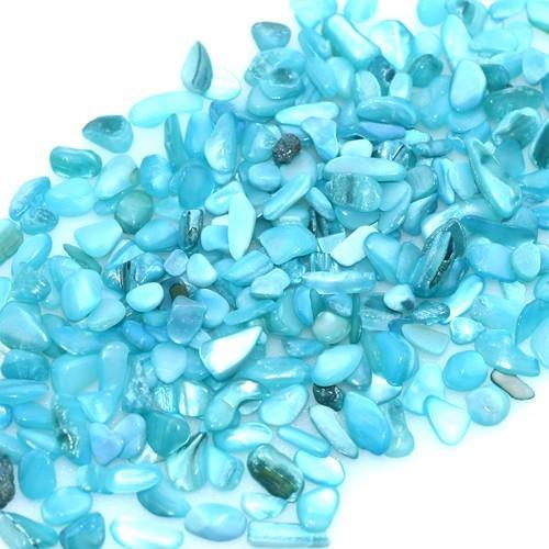 ⑨シェル さざれ アクアマリン 染色 染色シェル貝 さざれ石(穴なし) アクアマリン 5-7mm(50g) : ビーズ