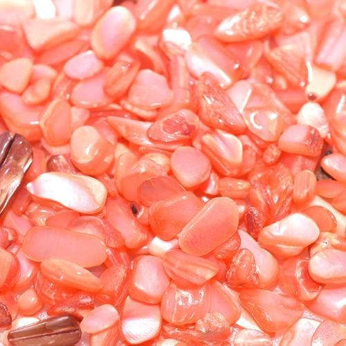 ⑩シェル さざれ オレンジ 染色 染色シェル貝 さざれ石(穴なし) ダークオレンジ 5-7mm(50g) : ビーズ