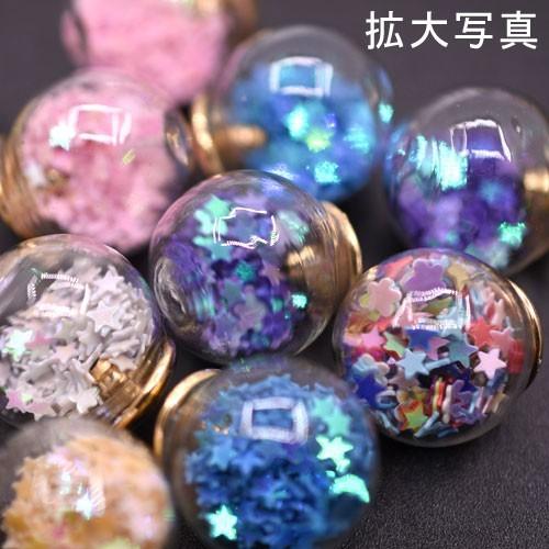 ガラスドームキャッチピアス 16mm(10ヶ) スパンコール星型｜yu-beads-parts｜03