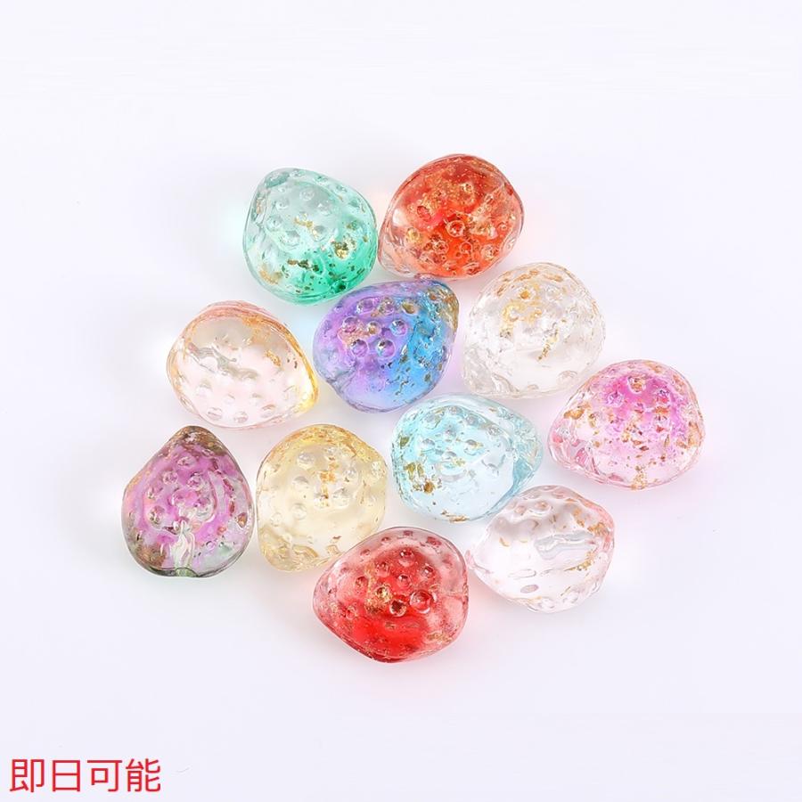即日可能】チェコガラスチャーム イチゴ 片穴 11×14mm 全12色 : ビーズ