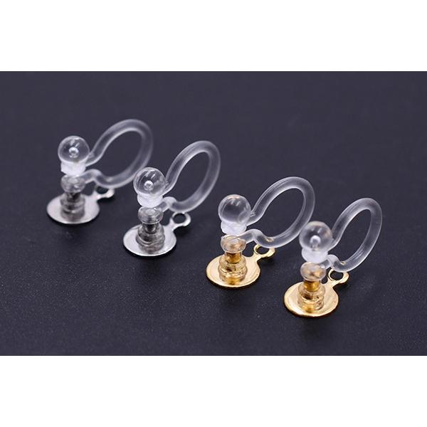 即日可能】樹脂ノンホールピアス 丸皿 6mm カン付 クリア【4ヶ 