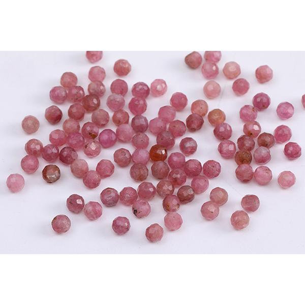 【Beads & Parts 即日発送】天然石ビーズ ピンクトルマリン ラウンドカット 3mm（20ヶ） JPN2019ビーズアンド