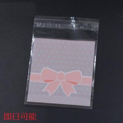 即日可能】OPP袋 80×125mm リボン/ドット ピンク【200枚入り