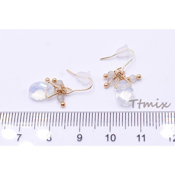 天然石ピアス ビース×雫カット フックピアス【1ペア】 : ビーズアンド