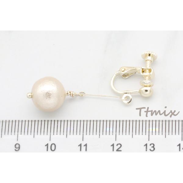 【485】パールビーズのピアス／イヤリング／ピアノ線 コットンパールピアス/イヤリング ピアノ線 丸玉【1ペア