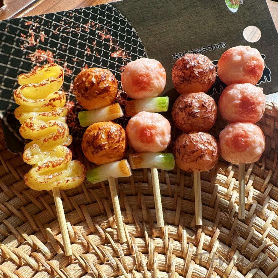 食品サンプルヘアクリップ とうもろこし 焼き鳥 肉団子 つくね団子