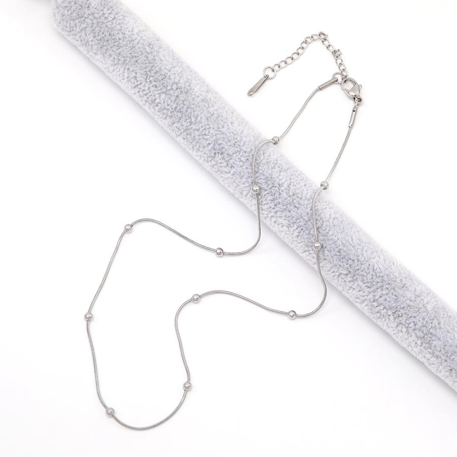 ステンレス製 ネックレスチェーン ロジウム（1本）｜yu-beads-parts｜04