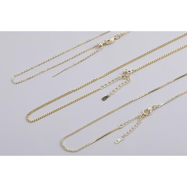 高品質ネックレスチェーン 全7種 18Kゴールドメッキ 色落ちしにくい