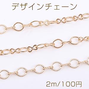 デザインチェーン 8字型1:1チェーン 幅約5mm ゴールド（2m）｜yu-beads-parts