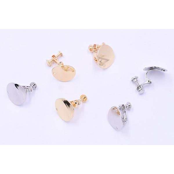 美品美品イヤリング金具 カーブラウンド 1穴 15mm ビーズ、アクセサリー道具、材料 デザインイヤリング ネジバネ式 菱形 1穴 16×16mm