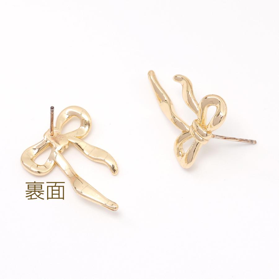 高品質デザインピアス リボンのピアス 15.5×22mm ゴールド（2ヶ）｜yu-beads-parts｜03