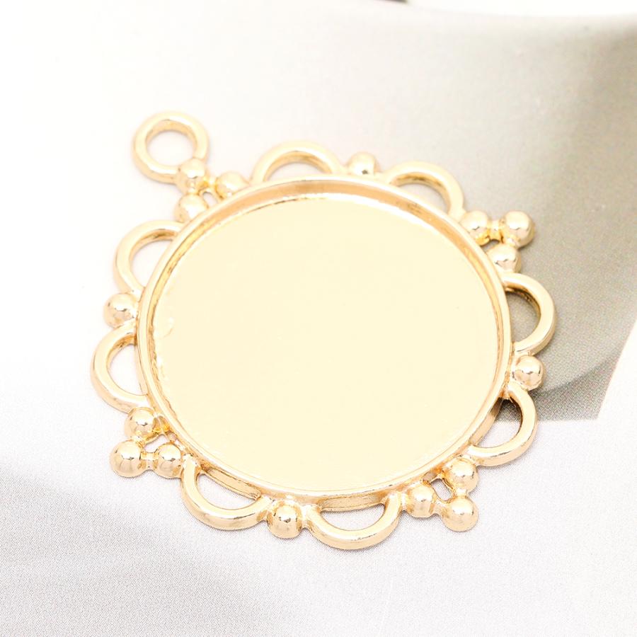 ミール皿チャーム ラウンド 円形 丸型 1カン付き ゴールド 43×48mm（4ヶ）｜yu-beads-parts｜04