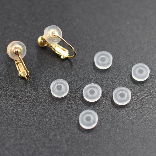 バネ式イヤリング用シリコンカバーNo.3 クリア 6mm 100ペア（200個入