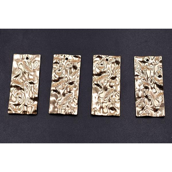 メタルパーツ プレート 波型長方形 1穴 18×41mm ゴールド【10ヶ