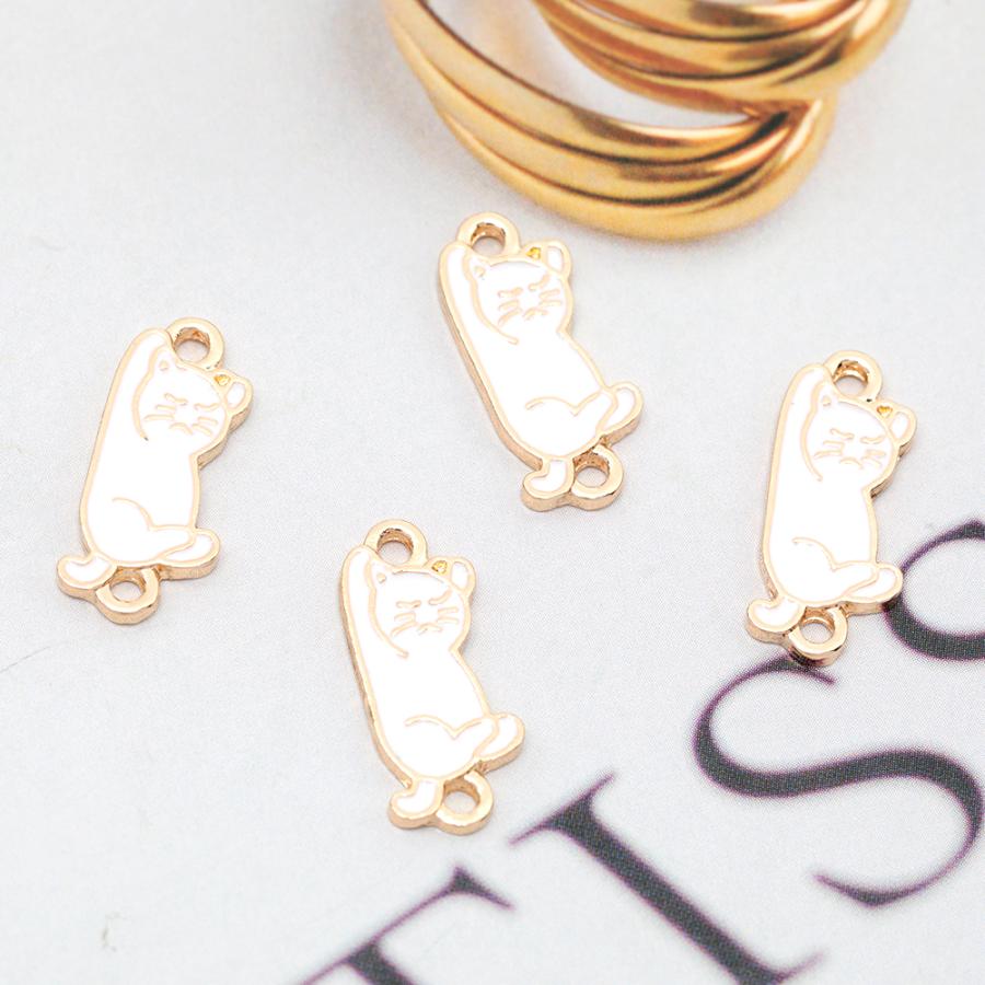 エポチャーム 猫キーホルダー 合金製 約8×19mm(6ヶ) : ビーズアンド