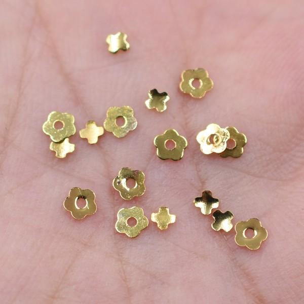 ネイルパーツ ミニメタルパーツ クローバー フラワー ゴールド【40ヶ】|yu-beads-parts|03